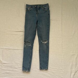 Topshop distressed skinny jeans blue
